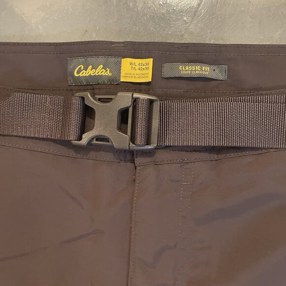 Cabela’s Convertible Cargo Pants Men 42x30 Belted Classic Fit Ankle Zip Brown - Picture 2 of 10